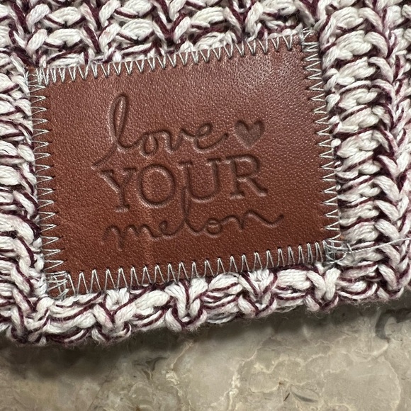 Love Your Melon Beanie- Burgundy and White - Picture 2 of 4